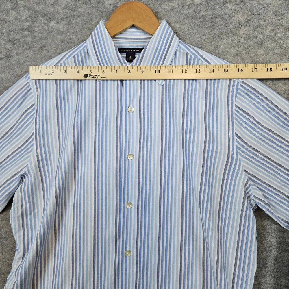 Banana Republic Men's Size S Dress Shirt Blue‎ Striped Long Sleeve 100% Cotton